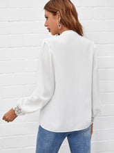 Contrast Guipure Lace Button Front Shirt